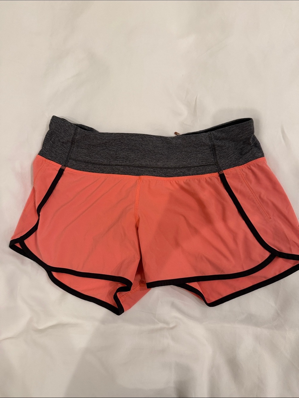 lululemon athletica Coral Pink Running Shorts with Gray Waistband